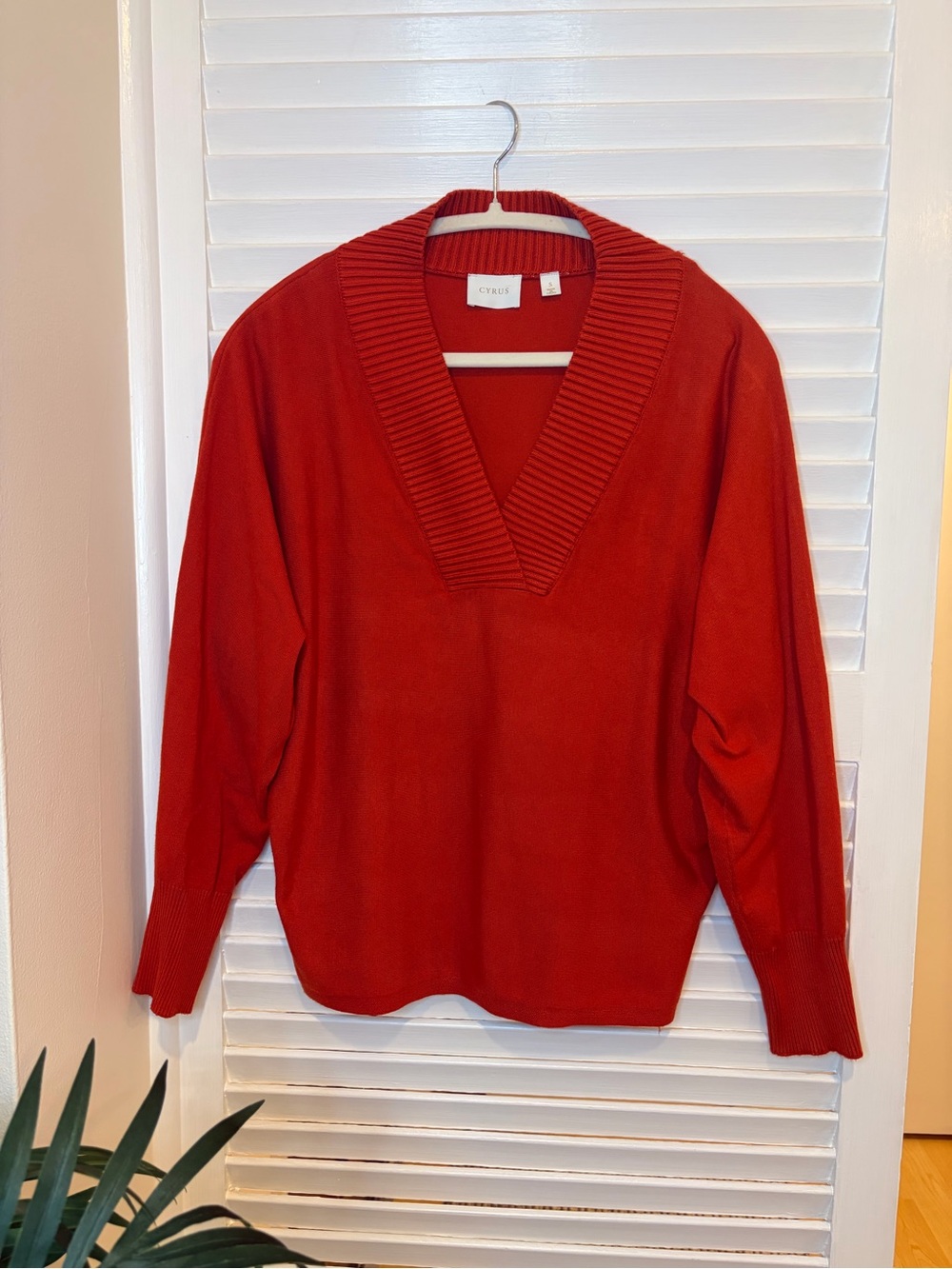 Cyrus Fall V Neck Sweater in Burnt Orange Color